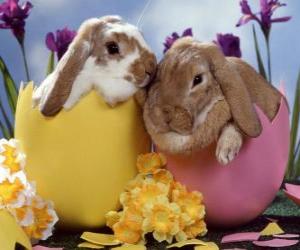 пазл Кролики в пасхальные яйца